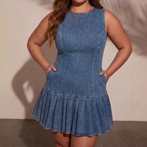 Robe en Denim Plissée Safran