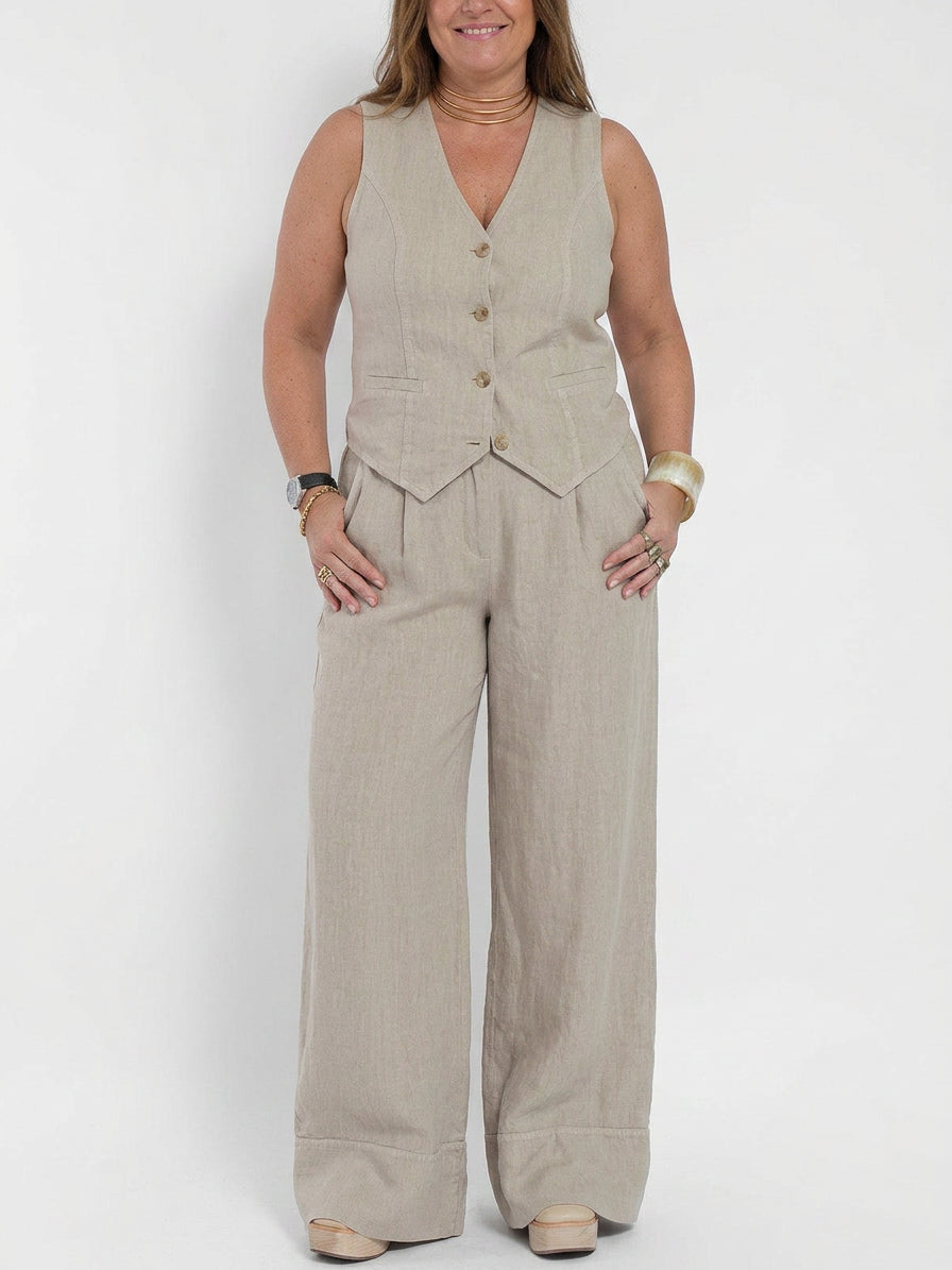 Seraphina – Ensemble Coordonné Élégant Deux Pièces Avec Gilet & Pantalon Large