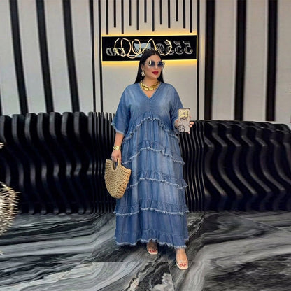 Robe en denim à bords bruts Ingrid