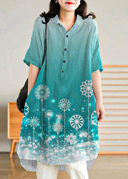 Sabine - Robe Chemise en Lin Vert Jade pour Femmes