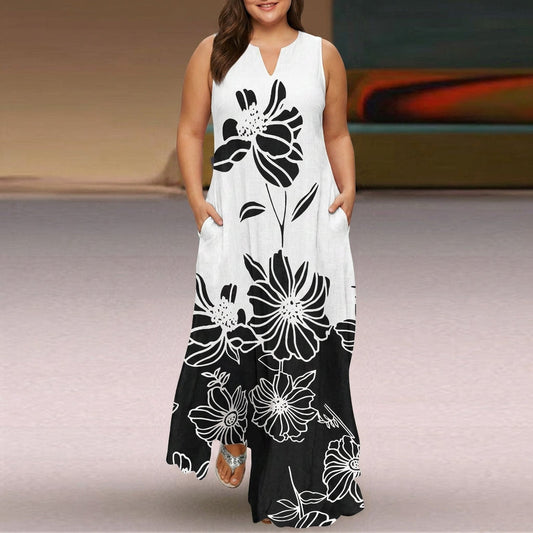 Adair | Robe Maxi Fleurie Sans Manches à Col V