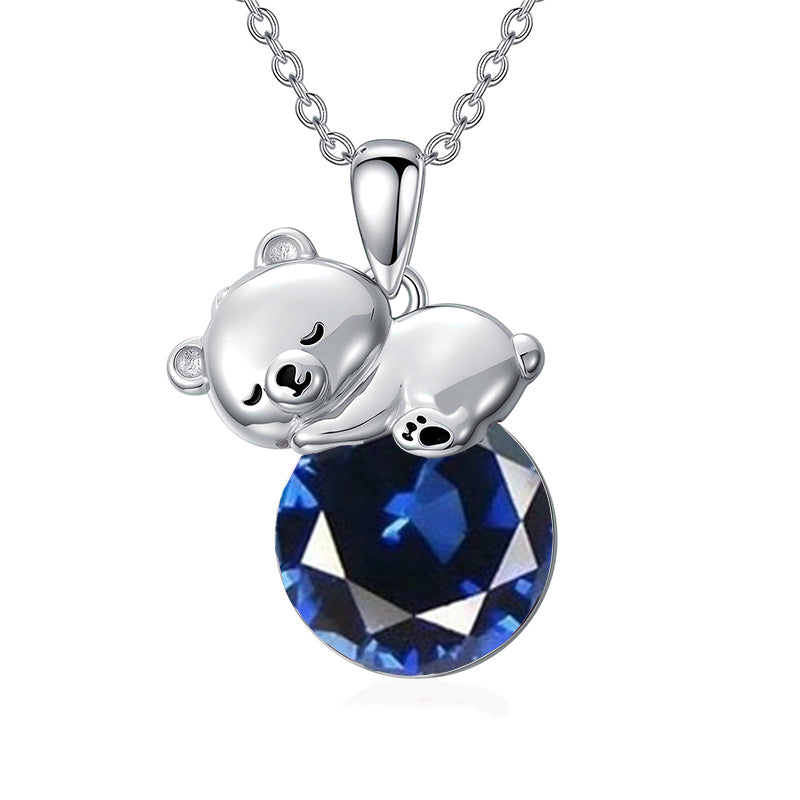 Collier Ours Cristal Argent Sterling Élégant