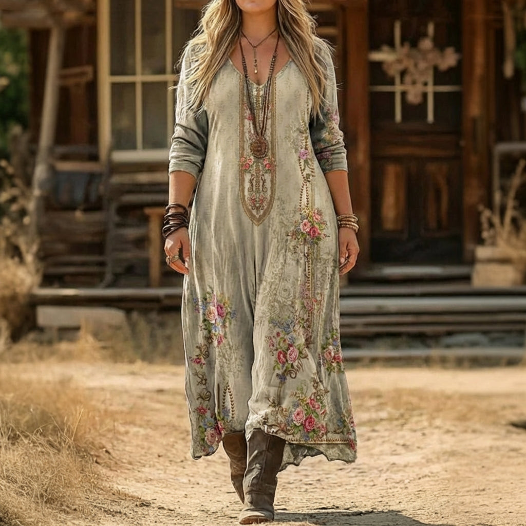 Camille | Robe décontractée à manches longues inspirée vintage