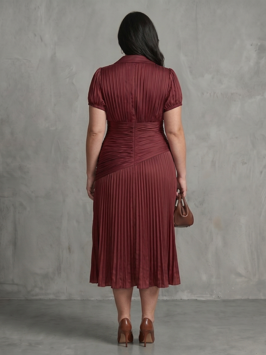 Vita | Robe Midi à Taille Plissée à Rayures