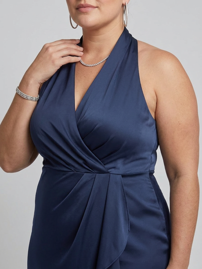 Amina | Robe Midi Asymétrique à Encolure Halter