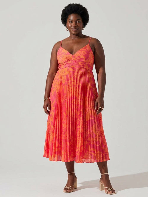 Giselle | Robe Midi Plissée Élégante à Imprimé Floral Chic Côtier