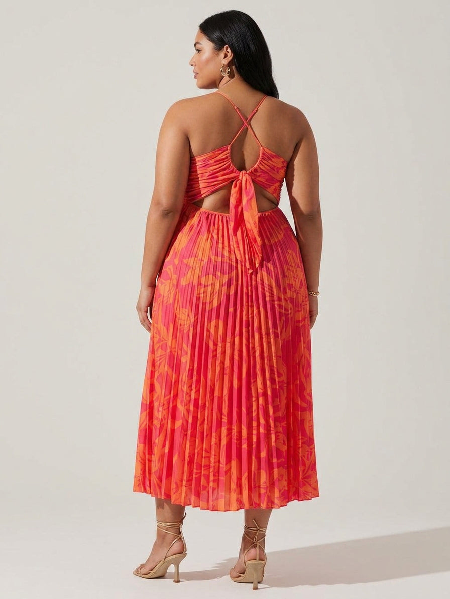 Giselle | Robe Midi Plissée Élégante à Imprimé Floral Chic Côtier
