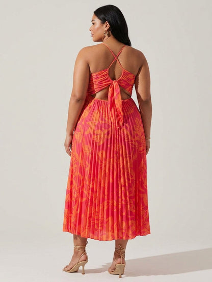 Giselle | Robe Midi Plissée Élégante à Imprimé Floral Chic Côtier