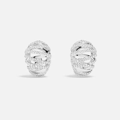 Créoles Entrelacées Argent Pavé