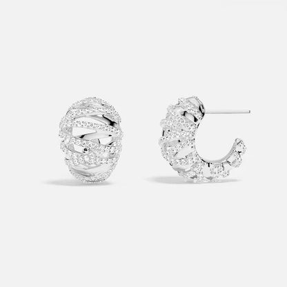 Créoles Entrelacées Argent Pavé