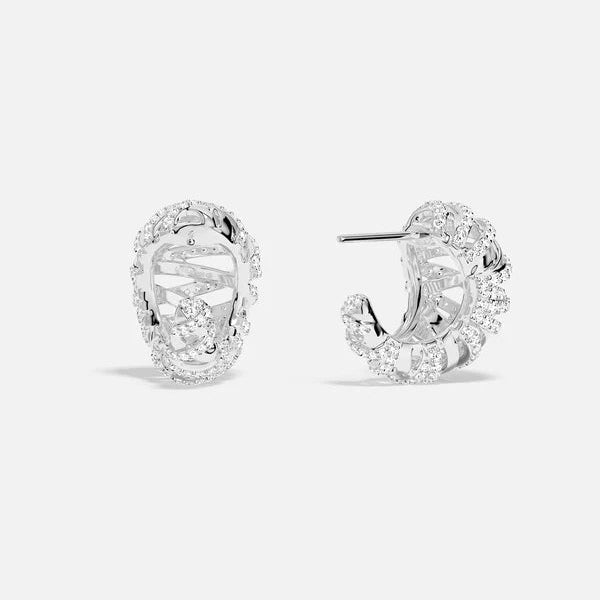 Créoles Entrelacées Argent Pavé