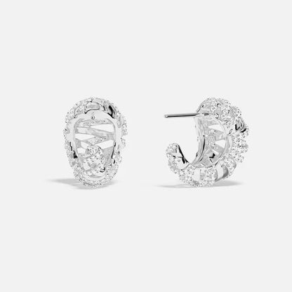 Créoles Entrelacées Argent Pavé