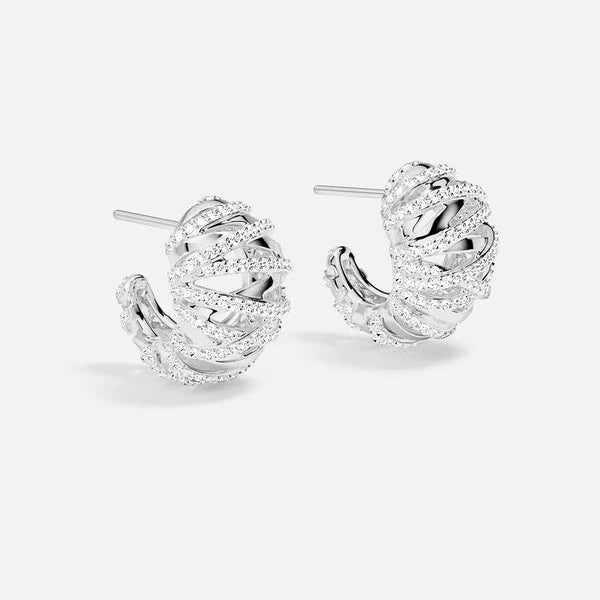Créoles Entrelacées Argent Pavé