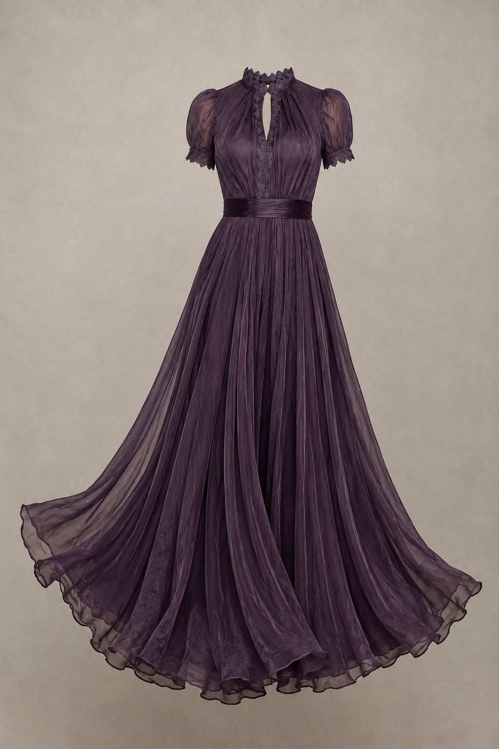 Adeline | Robe Maxi Plissée avec Détail en Dentelle