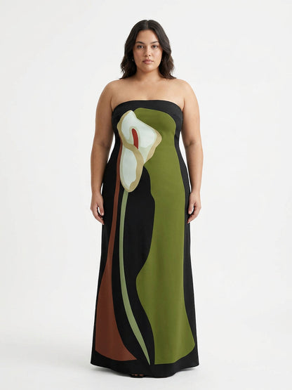 Zinnia - Robe Maxi Sans Bretelles Abstraite