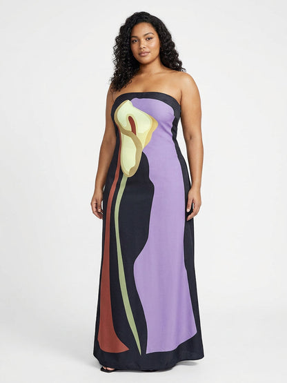 Zinnia - Robe Maxi Sans Bretelles Abstraite