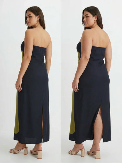 Zinnia - Robe Maxi Sans Bretelles Abstraite
