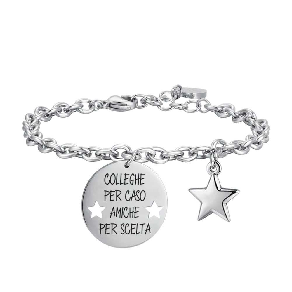 Bracelet acier médaille gravée et étoile