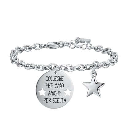 Bracelet acier médaille gravée et étoile