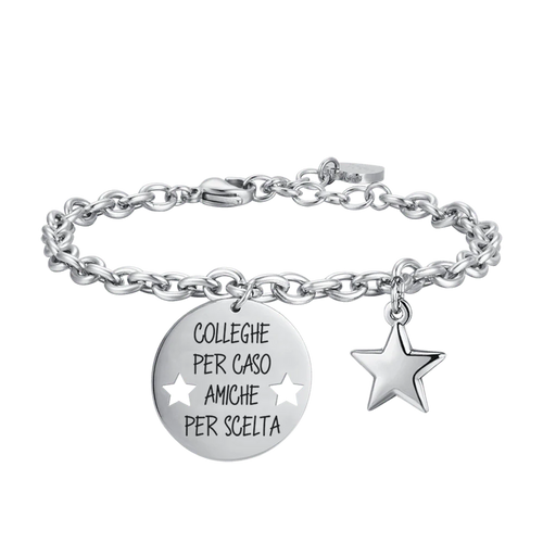 Bracelet acier médaille gravée et étoile
