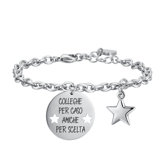 Bracelet acier médaille gravée et étoile