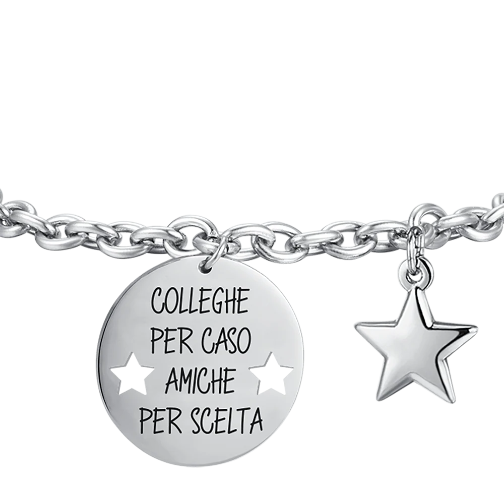 Bracelet acier médaille gravée et étoile