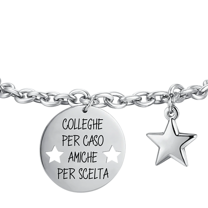 Bracelet acier médaille gravée et étoile