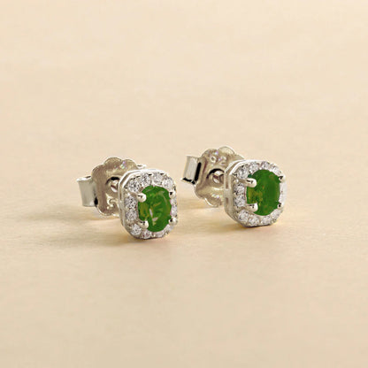 Boucles d'oreilles avec zircon ovale
