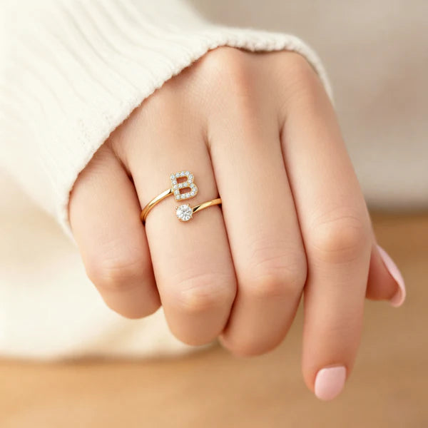 Bague Initiale Ajustable Minimaliste