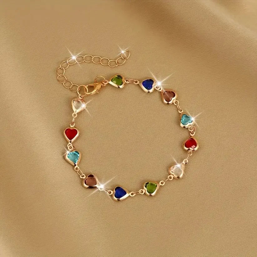 Bracelet Cœurs en Cristaux Colorés