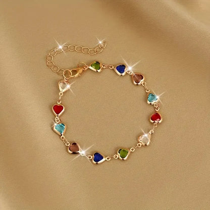 Bracelet Cœurs en Cristaux Colorés
