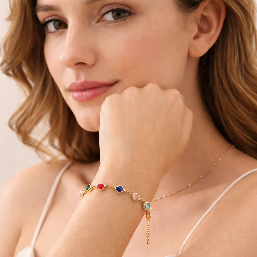 Bracelet Cœurs en Cristaux Colorés