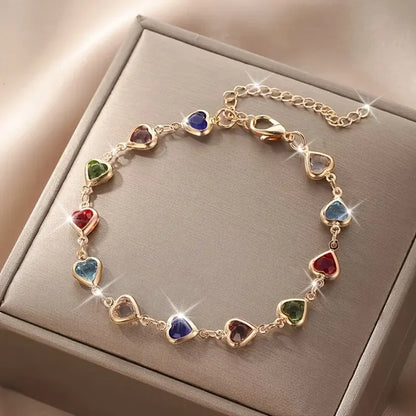Bracelet Cœurs en Cristaux Colorés