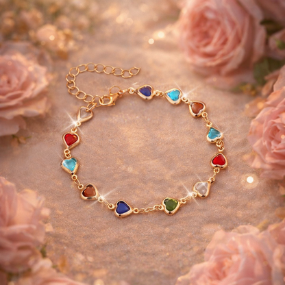 Bracelet Cœurs en Cristaux Colorés