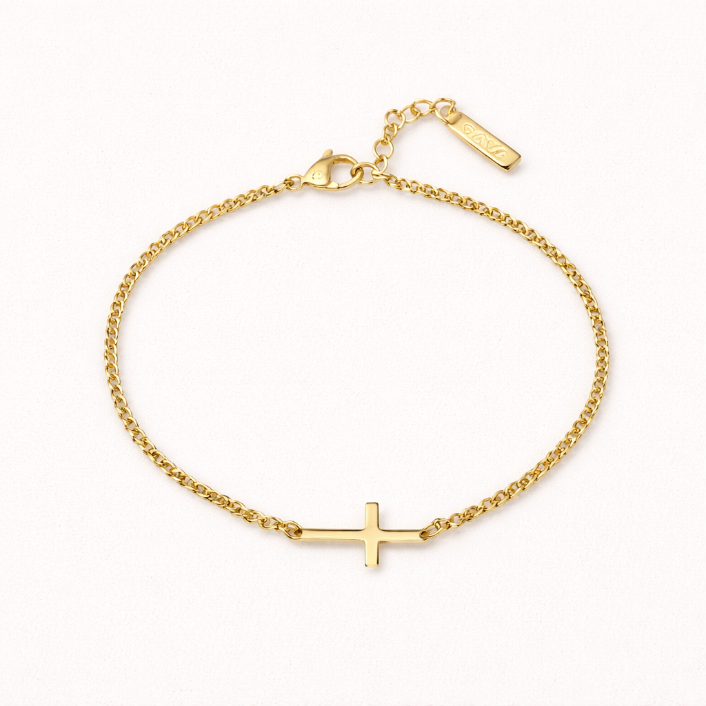 Bracelet Croix Jésus en Or et Argent