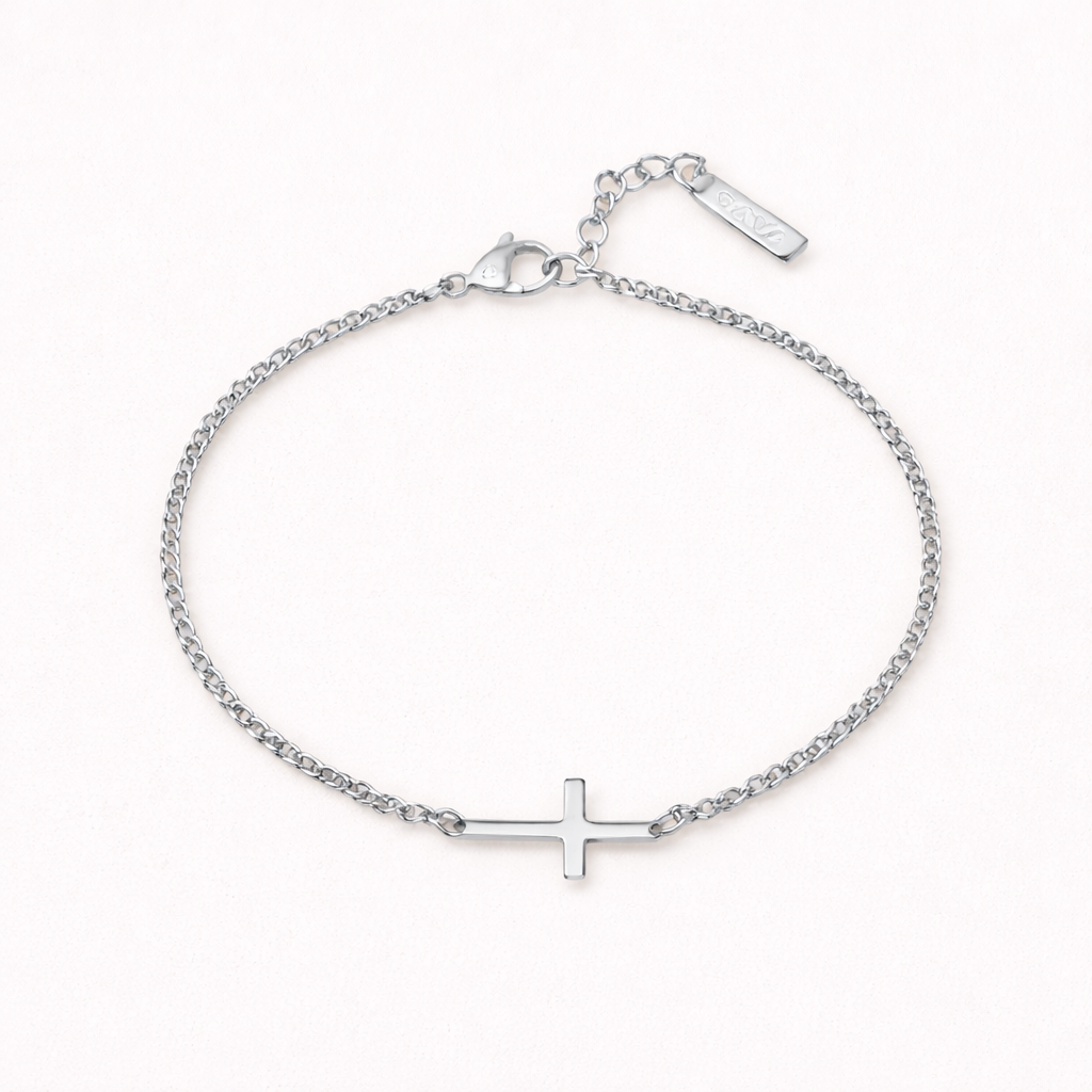 Bracelet Croix Jésus en Or et Argent