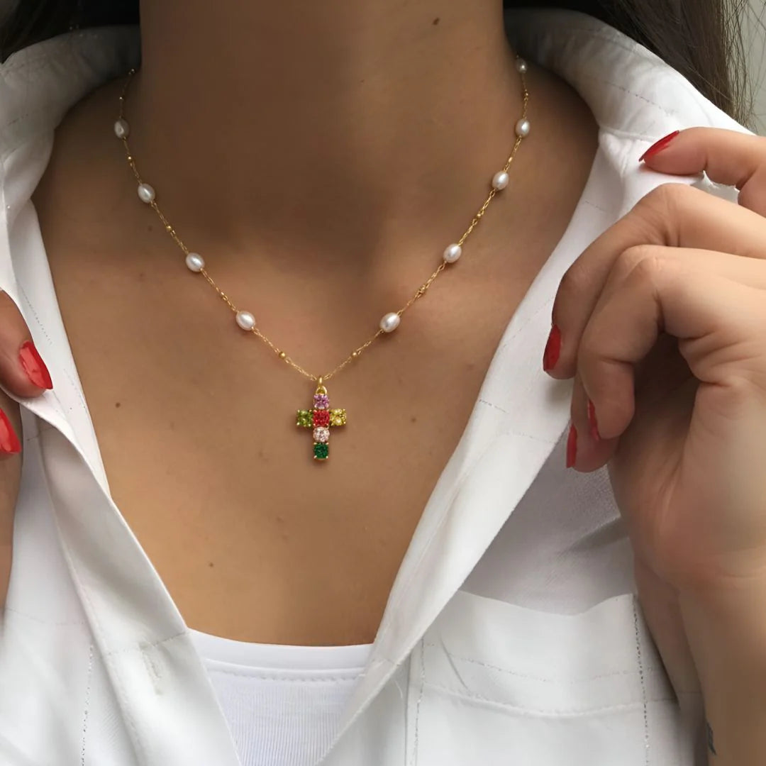 Collier Croix Zircon