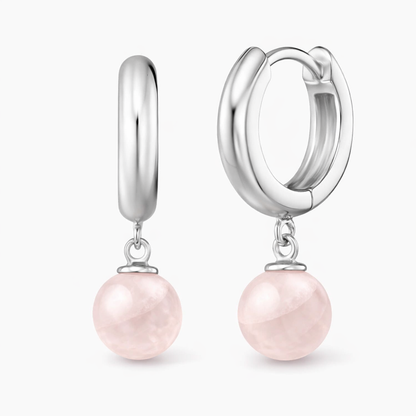 Boucles d’Oreilles Créoles Quartz Rose