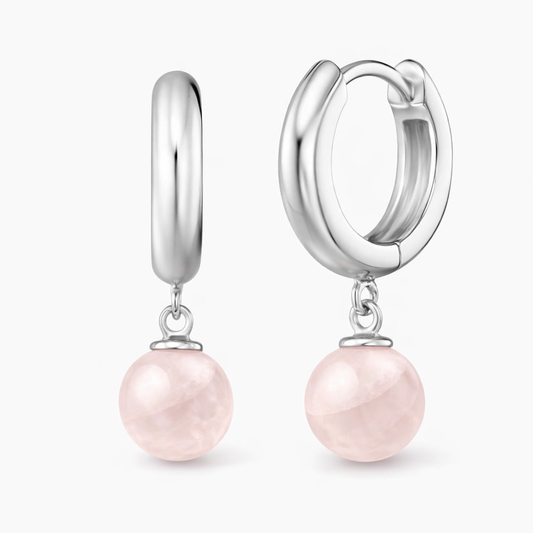 Boucles d’Oreilles Créoles Quartz Rose