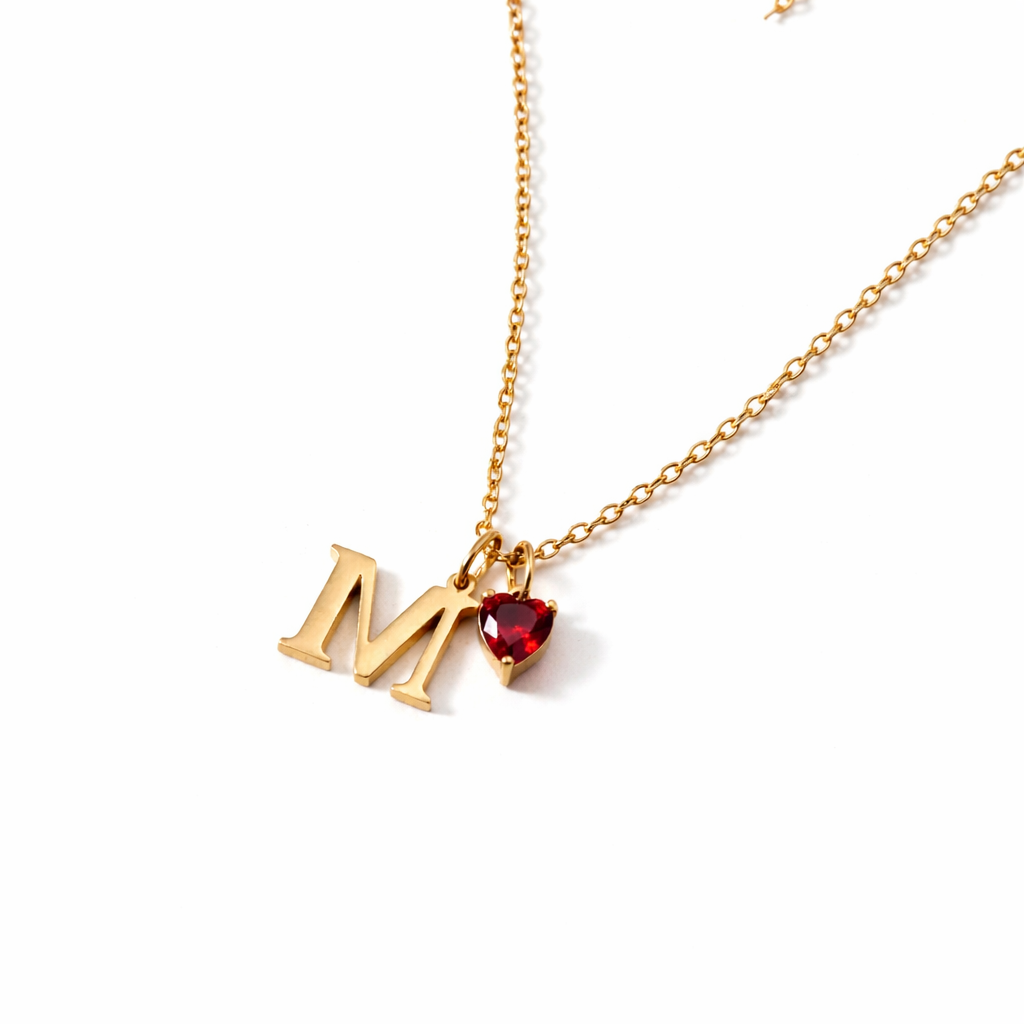 Collier Initiale Pierre Cœur