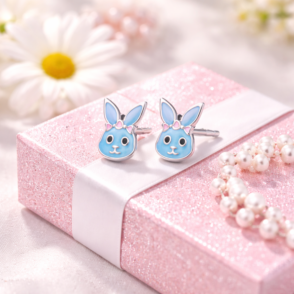 Boucles d'oreilles Lapin Bleu