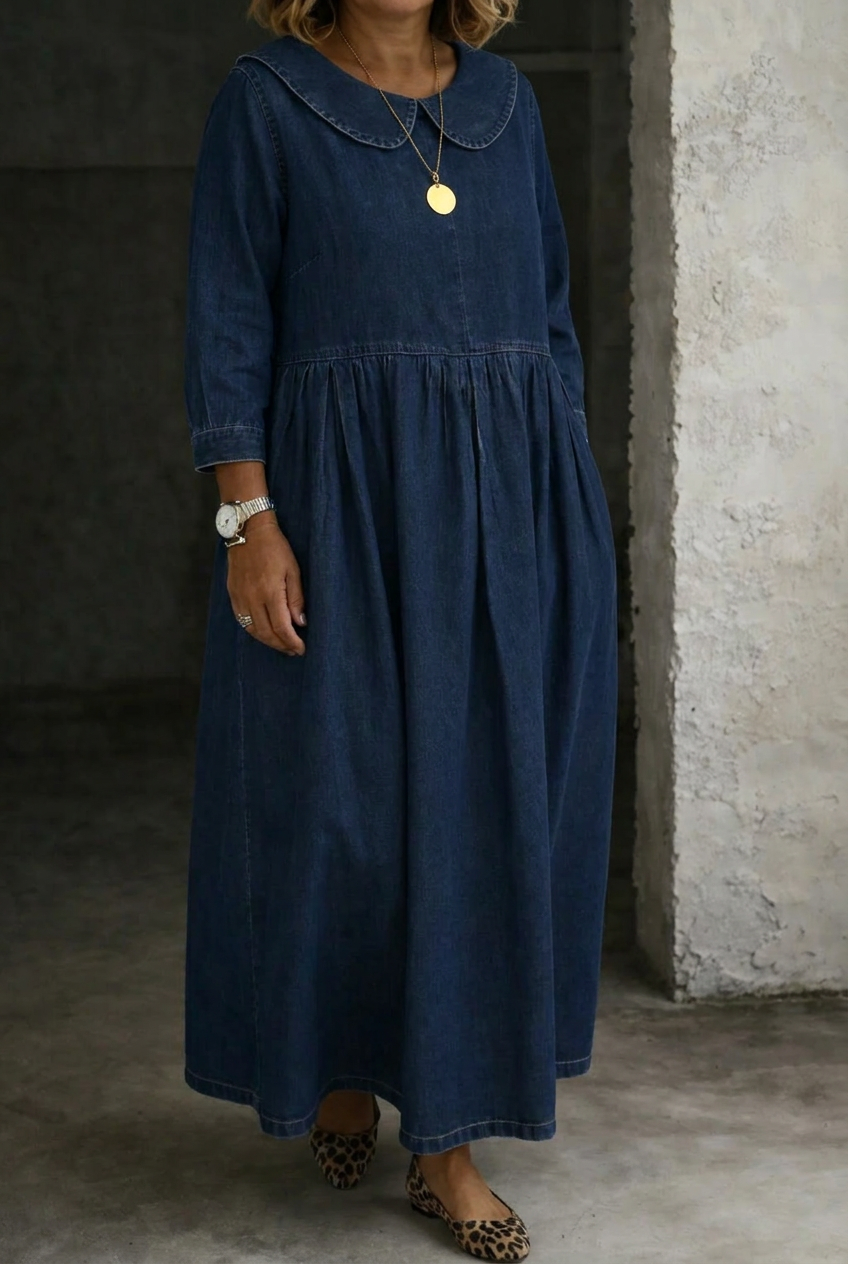 Camille | Robe en Jean avec Col Peter Pan