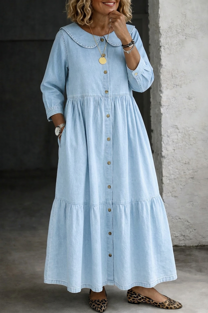 Camille | Robe en Jean avec Col Peter Pan