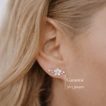 Boucles Fleur Nacre Éclat Rosé