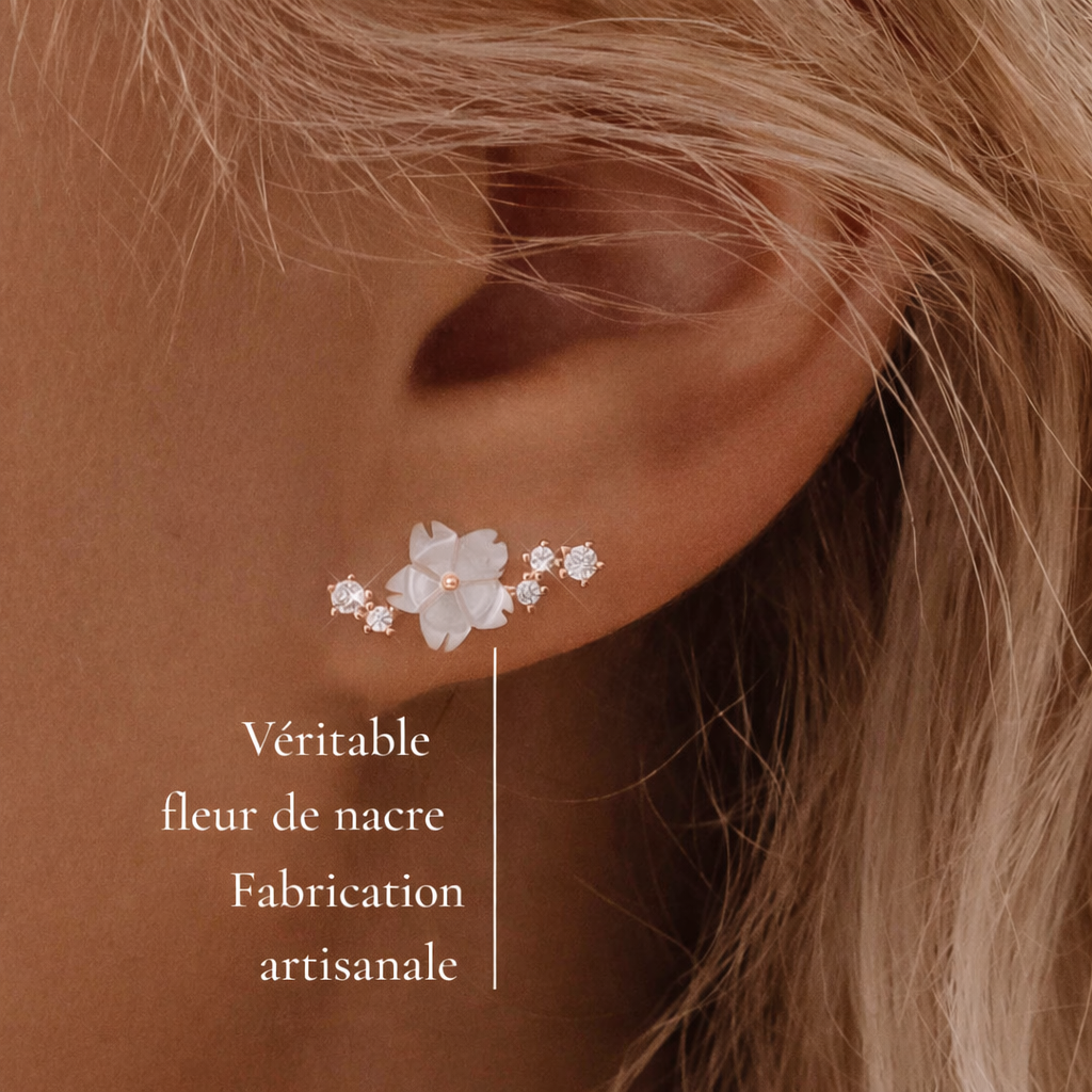 Boucles Fleur Nacre Éclat Rosé