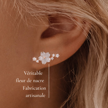 Boucles Fleur Nacre Éclat Rosé