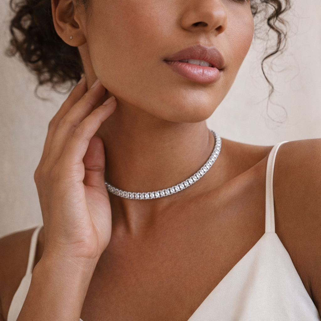 Collier Baguette Blanche Pure