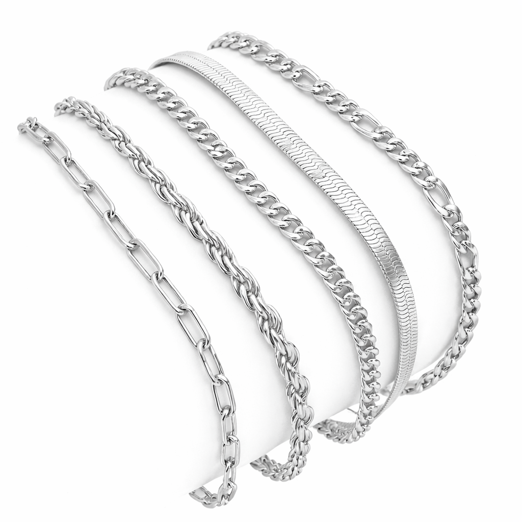 Ensemble de 5 Bracelets aux Mailles Contrastées