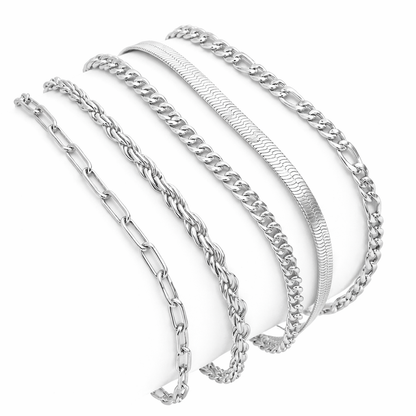 Ensemble de 5 Bracelets aux Mailles Contrastées