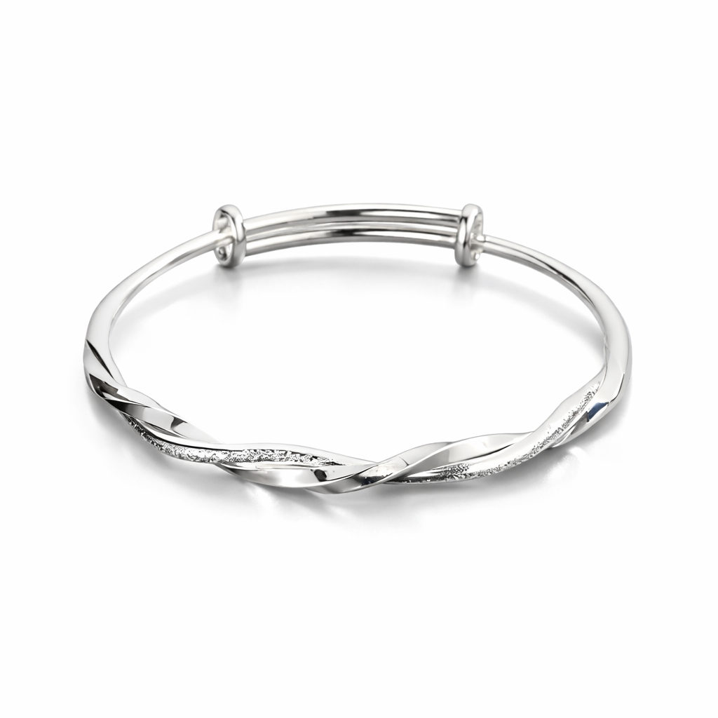 Bracelet torsadé argenté ajustable
